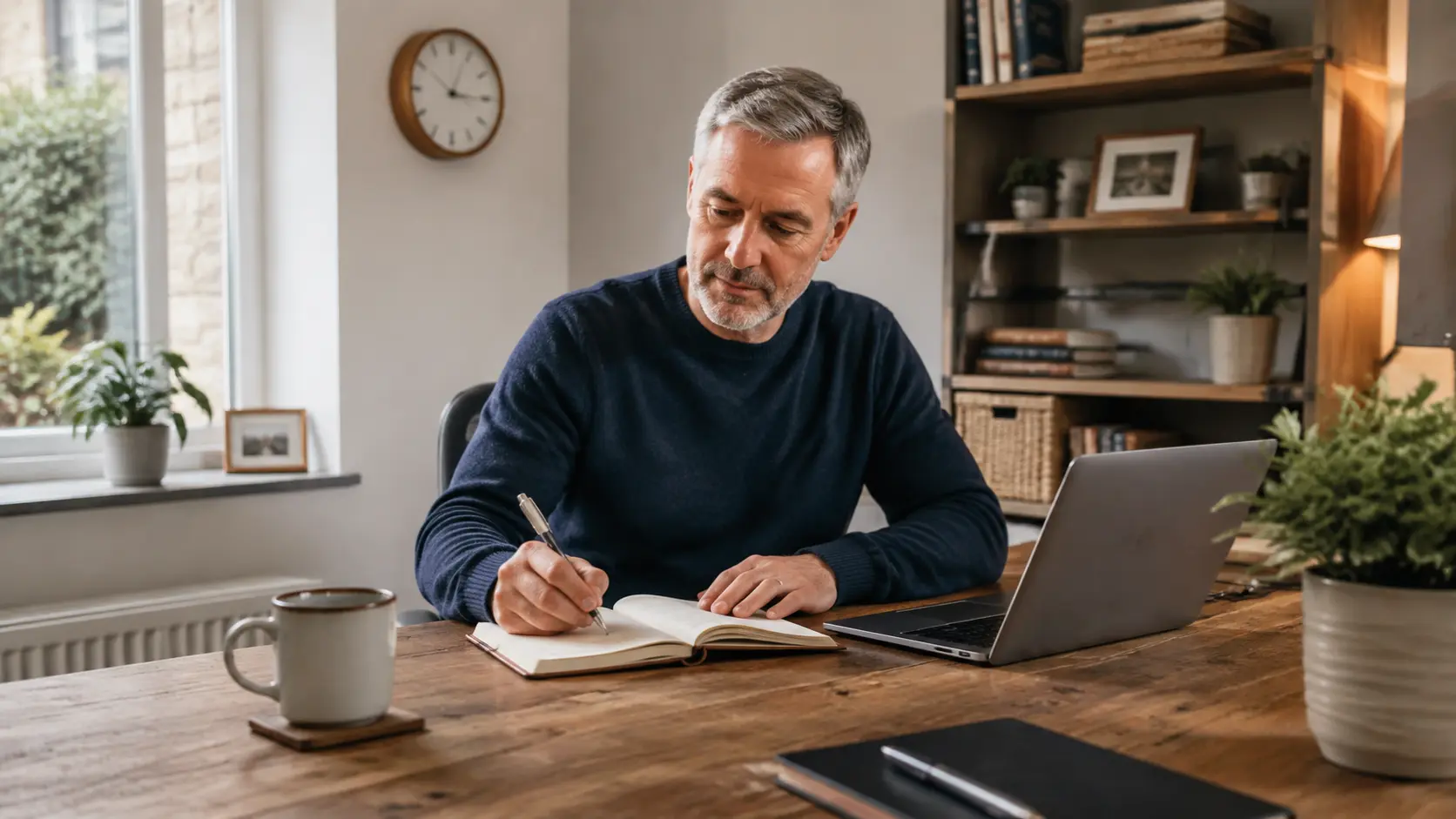 Home-based business owner following an organised daily work routine